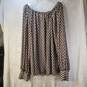 Worthington Women Blouse Pullover Long Sleeve Geometric Patterned Size 2x